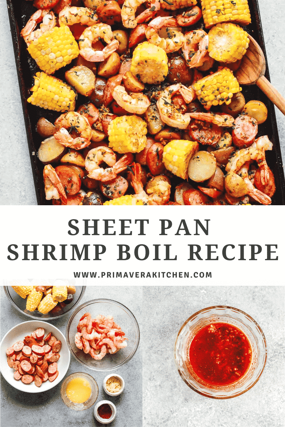 titled photo collage (and shown): sheet pan shrimp boil recipe 