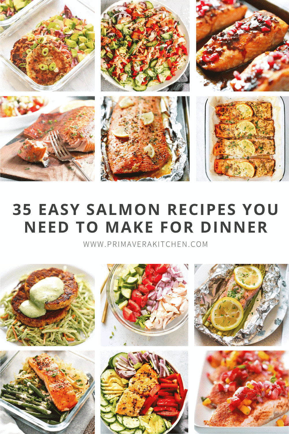 titled photo collage (and shown): 35 easy salmon recipes you need to make for dinner
