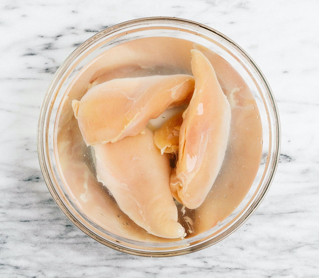 raw chicken in a bowl with water
