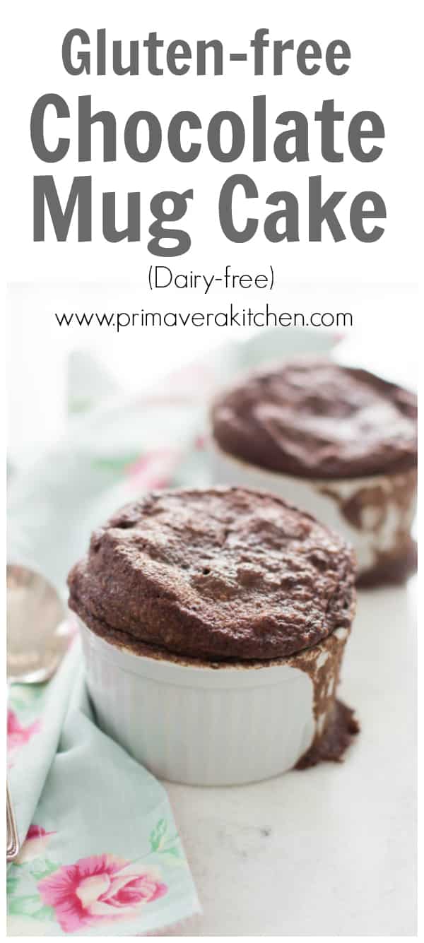 Gluten-free Chocolate Mug Cake - Looking for Back-to-school healthy snacks? You just found one. This Gluten-free Chocolate Mug Cake is not only delicious, it is gluten and dairy-free and it takes only 3 minutes on the microwave to be ready! 