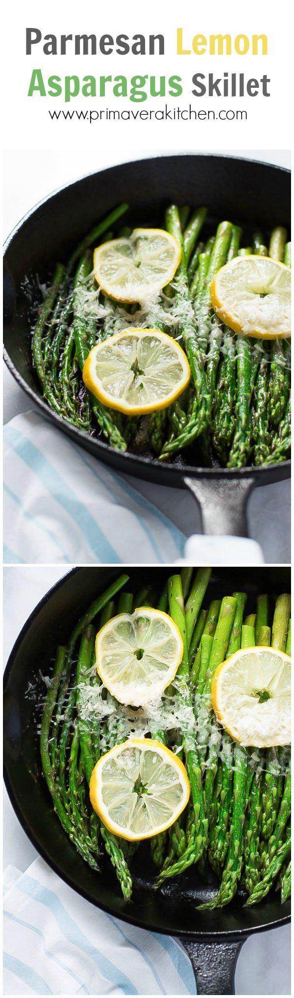 Parmesan Lemon Asparagus Skillet - Enjoy this quick and easy Parmesan Lemon Asparagus Skillet recipe as a healthy side dish during your busy weeknights. This is loaded with Parmesan, garlic, lemon juice, dried oregano and Italian seasoning. 