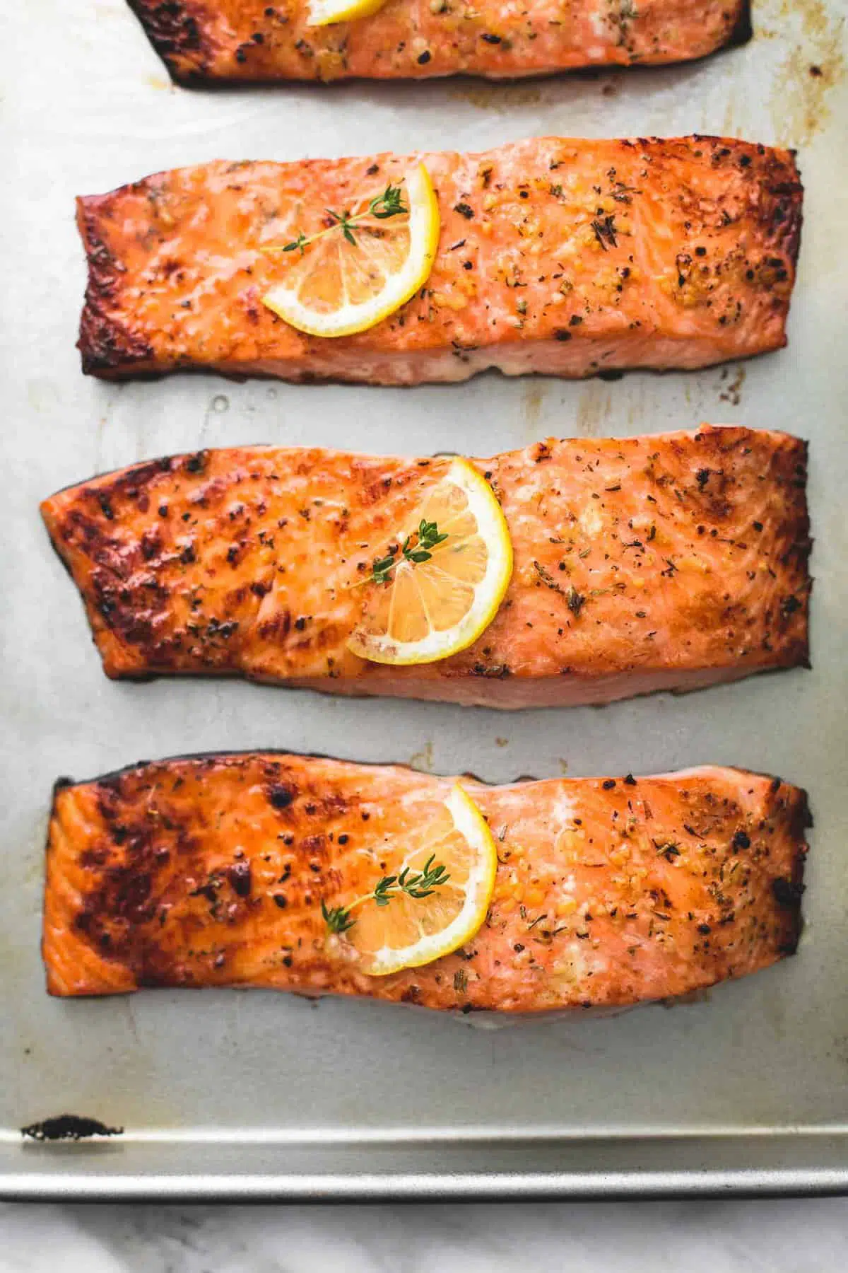 3 pieces of fish in a baking sheet