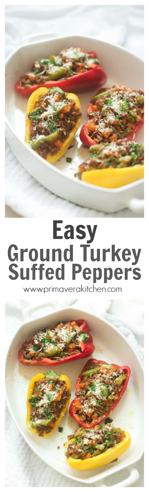 Easy Ground Turkey Stuffed Peppers - This Easy Ground Turkey Stuffed Peppers recipe is low-carb, gluten-free and super easy and quick to make! Enjoy!