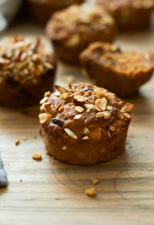gluten-free-carrot-muffins - These Gluten-free Carrot Muffins are made with rice flour, rolled oats, no butter or oil and loaded with carrots, nuts, Greek yogurt and semi-sweet chocolate chips. They are also delicious with a warm cup of coffee!