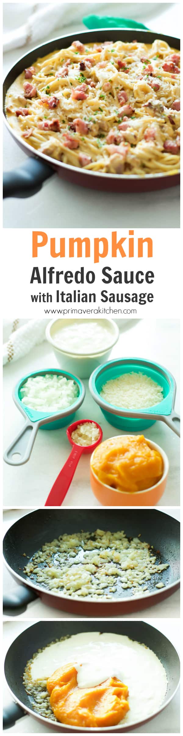 Bring the fall flavour to your dinner table with this super creamy and easy Pumpkin and Italian Sausage Alfredo Sauce 