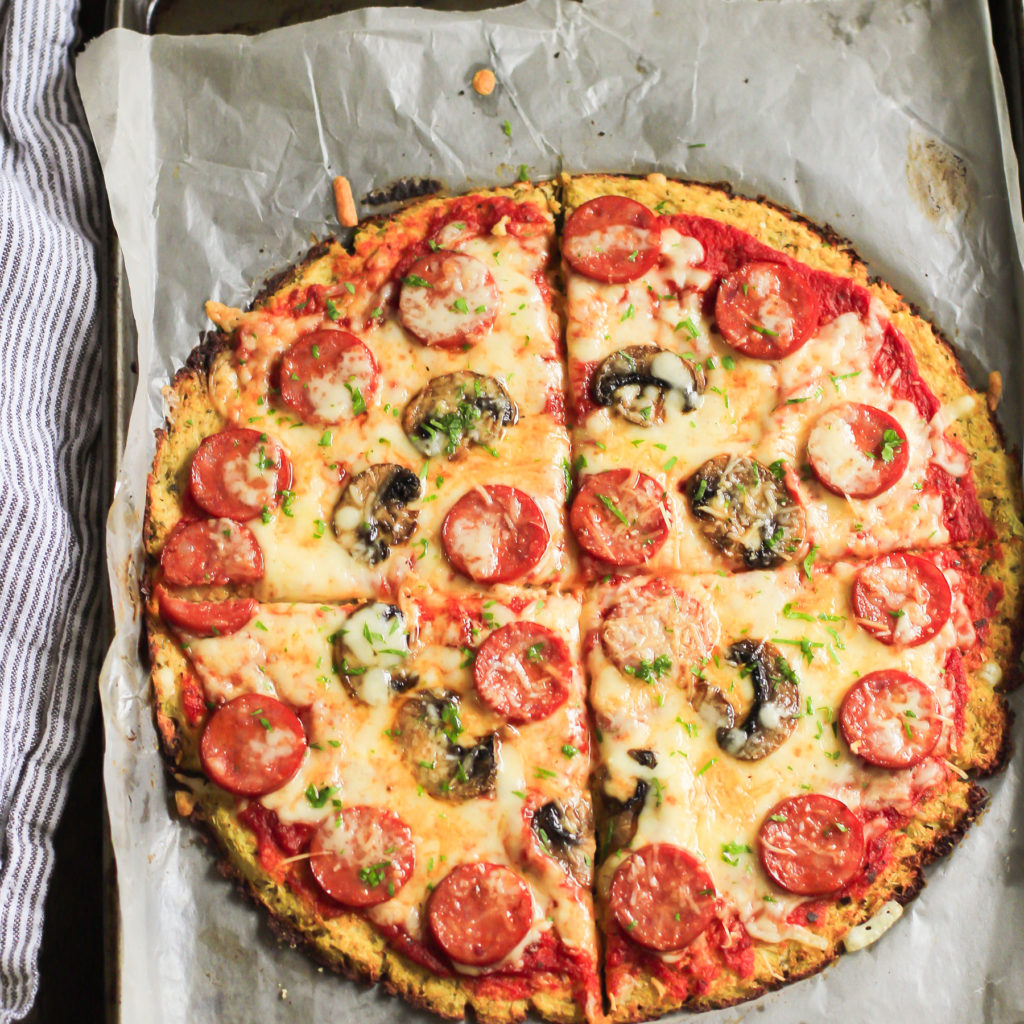 Low-Carb Pepperoni Cauliflower Pizza Crust Primavera Kitchen Recipe