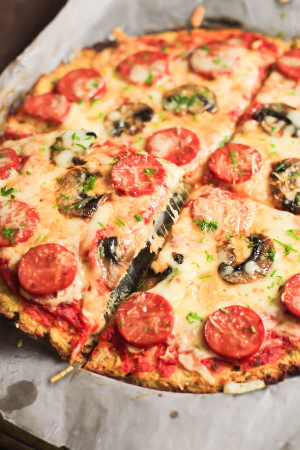 Low-Carb Pepperoni Cauliflower Pizza Crust Primavera Kitchen Recipe