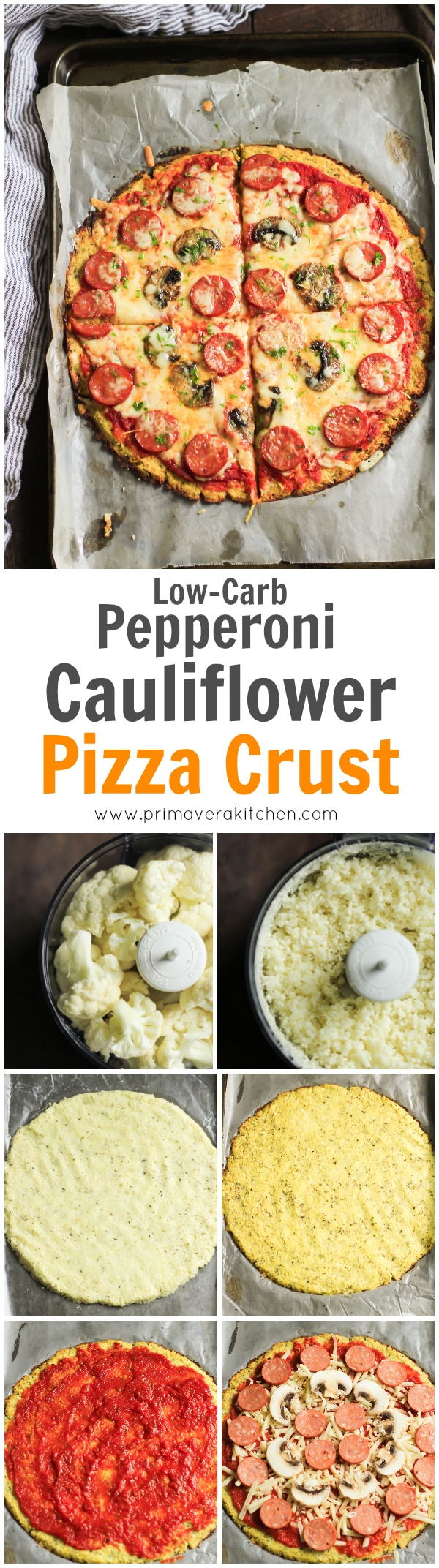 Low-Carb Pepperoni Cauliflower Pizza Crust - Avoiding carbs, but craving pizza? How about trying this Low-carb Pepperoni Cauliflower Pizza Crust? This is super flavorful and gluten-free. 