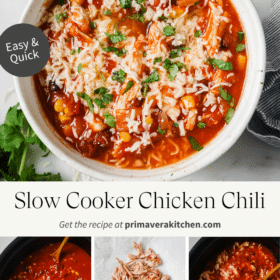 Titled Photo Collage (and shown): Slow Cooker Chicken Chili
