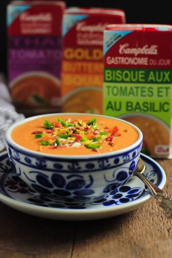 This Campbell’s® Everyday Gourmet Tomato Basil Bisque soup with bacon, sautéed garlic and green onions will help #elevateyoureveryday! These soups are really tasty and the best part, they don’t have artificial colours or flavours! Enjoy! #ad