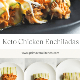 Titled Photo Collage (and shown): Keto Chicken Enchiladas