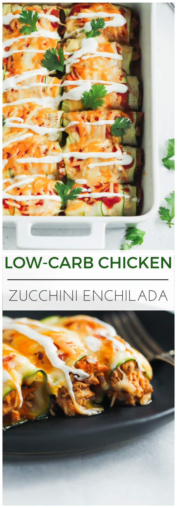 Low-carb Chicken Zucchini Enchilada - This Low-carb Chicken Zucchini Enchilada is made with “zucchini tortillas” and it’s loaded with enchilada sauce, chicken and cheese. It’s also gluten-free and very flavorful! 