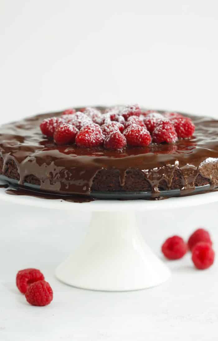 Low-Carb Raspberry Chocolate Cake - This Low-carb Raspberry Chocolate Cake is also gluten, sugar and dairy-free. It’s made with almond flour, coconut oil and milk and raspberries too. 