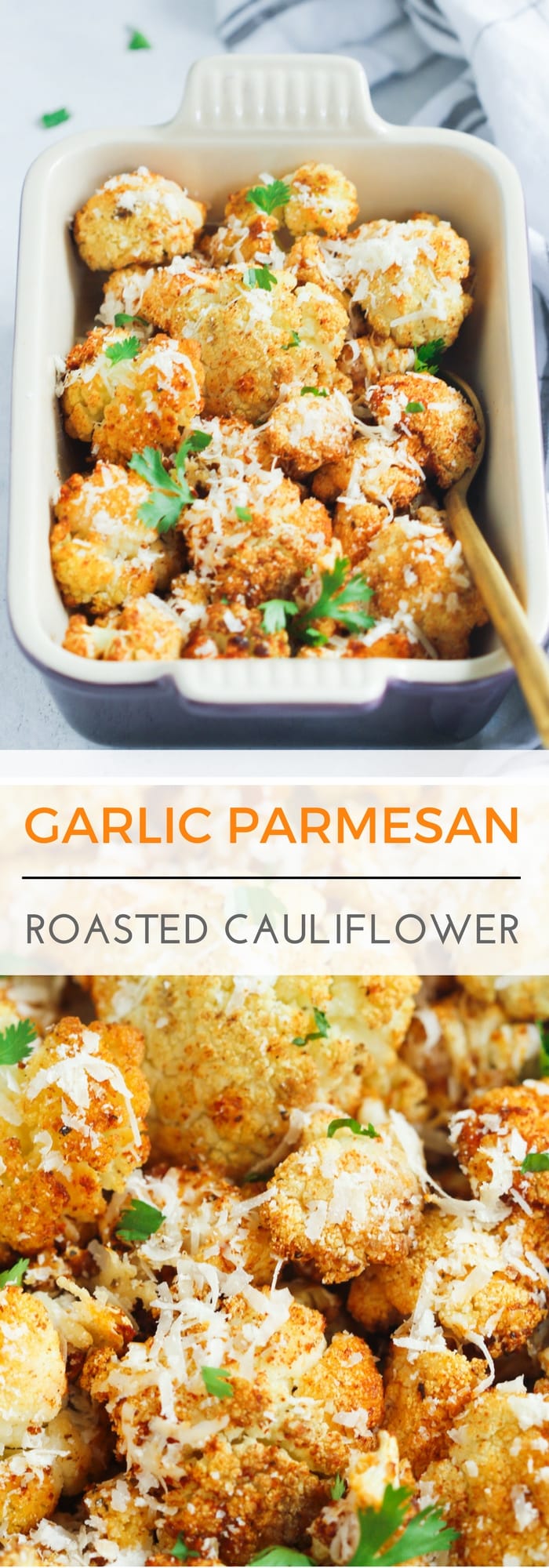 Garlic Parmesan Roasted Cauliflower - This easy Garlic Parmesan Roasted Cauliflower is a perfect low-carb side dish for any occasion. It’s well seasoned with garlic, black pepper, paprika and Parmesan. | www.primaverakitchen.com
