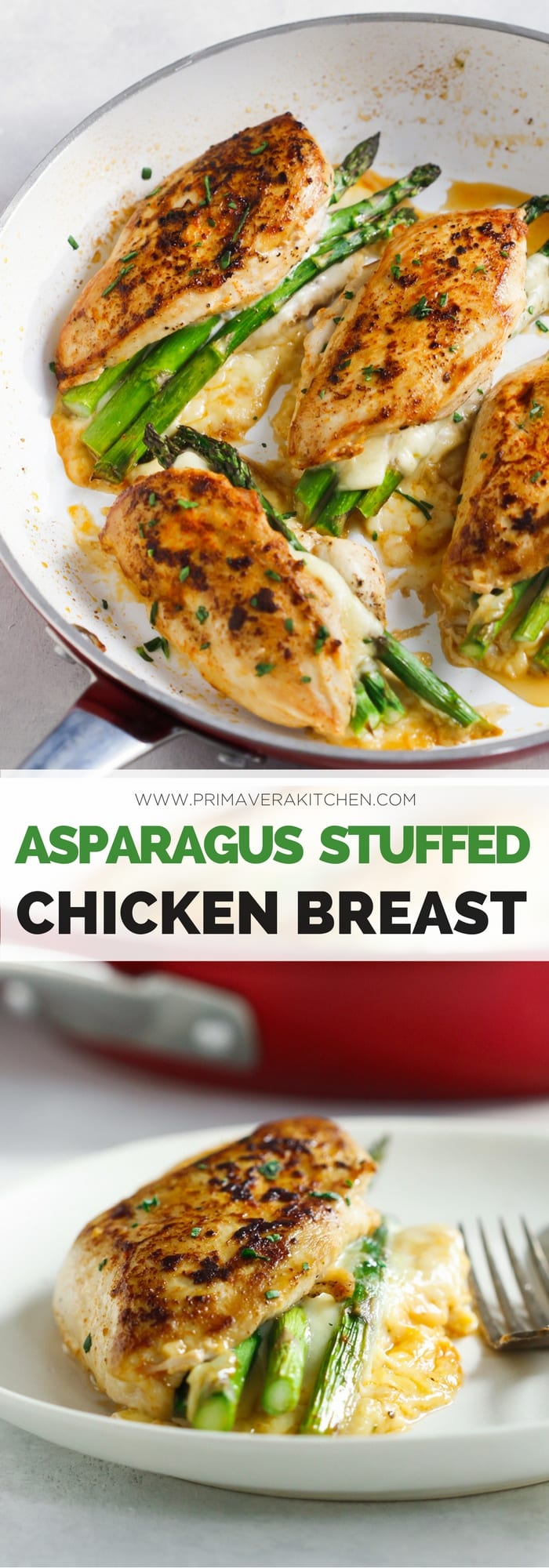 Asparagus Stuffed Chicken Breast - This fast, easy and delicious Asparagus Stuffed Chicken Breast recipe is a perfect meal for your weeknight dinner and it requires only 4-ingredient. | www.primaverakitchen.com