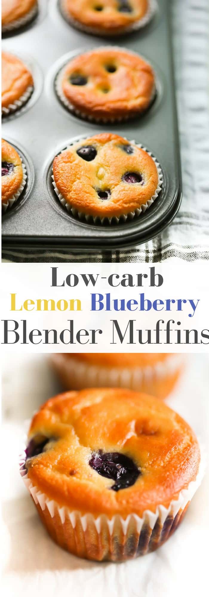 Low-carb Lemon Blueberry Blender Muffins - These Low-carb Lemon Blueberry Blender Muffins are easy, healthy, gluten-free and just 136 calories each!
