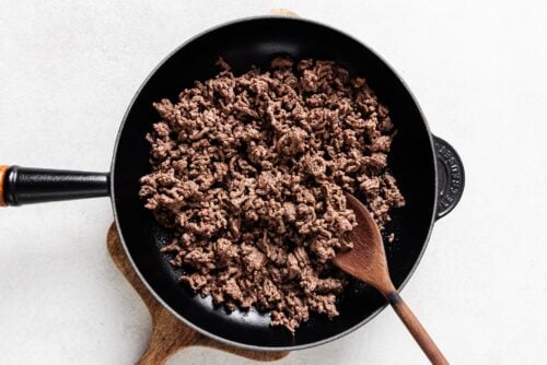 ground beef in a skillet