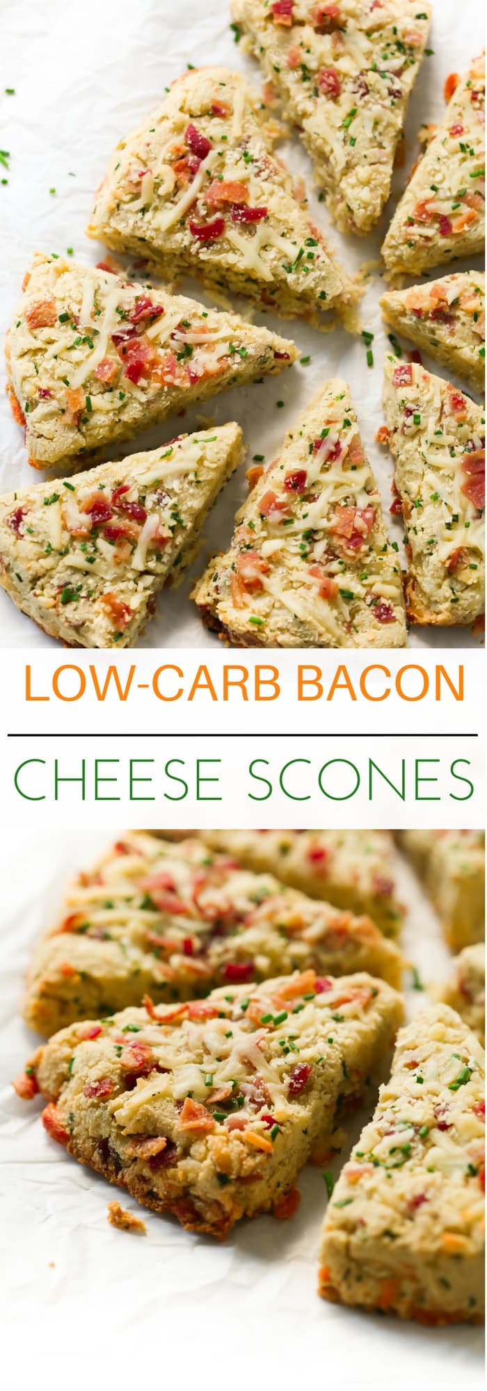 Low-carb Bacon and Cheese Scones - These Low-carb Bacon and Cheese Scones are gluten-free, ultra-simple to whip up and they are made with almond flour, coconut flour, bacon, cheese and chives.