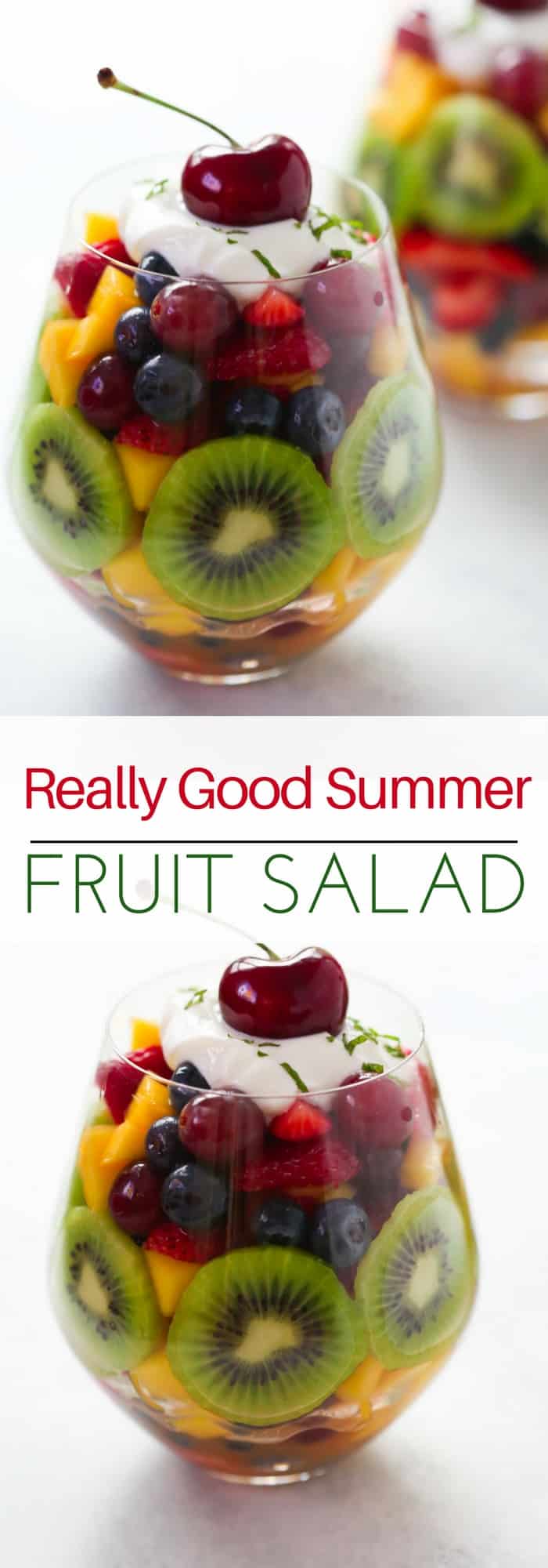 This Really Good Summer Fruit Salad is the perfect healthy and delicious summer treat or snack for you. It's made with blueberry, mango, kiwi, grapes and fresh orange juice. 