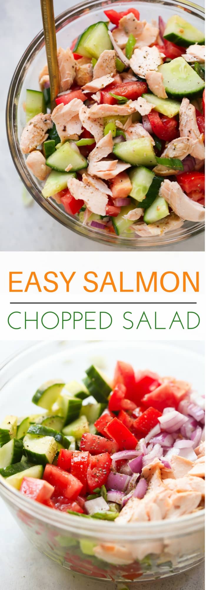 Salmon Chopped Salad - This Salmon Chopped Salad Recipe is quick and easy to make, packed with protein, healthy fats and it’s flavoured with lemon vinaigrette.