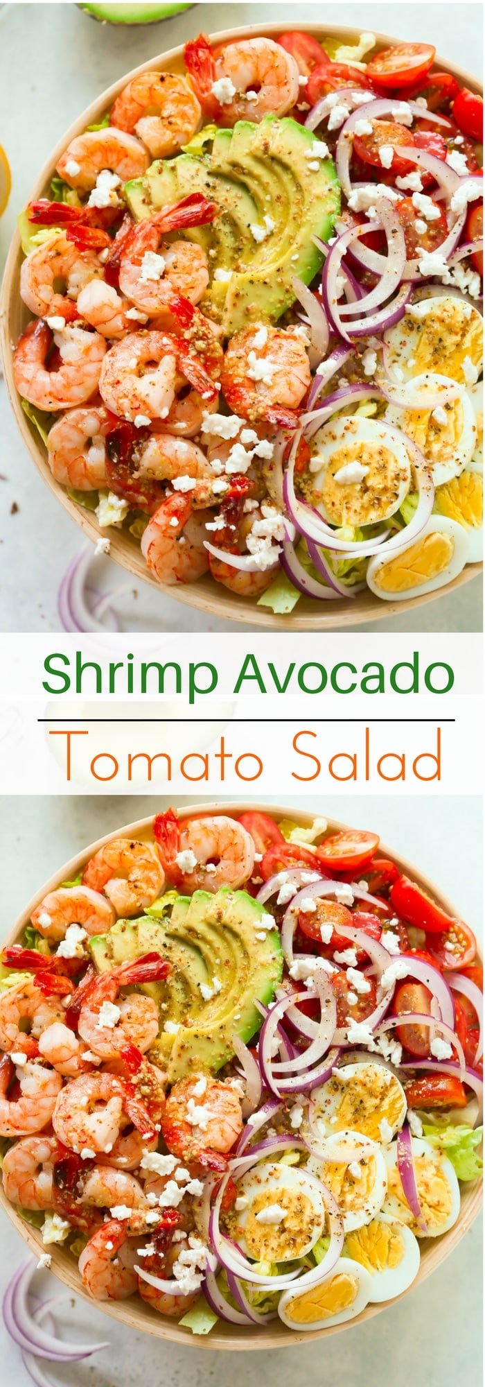 Shrimp Avocado Tomato Salad - Looking for a high-protein salad? How about this delicious Shrimp Avocado Tomato Salad recipe?! It's fresh, healthy, easy and quick to make!