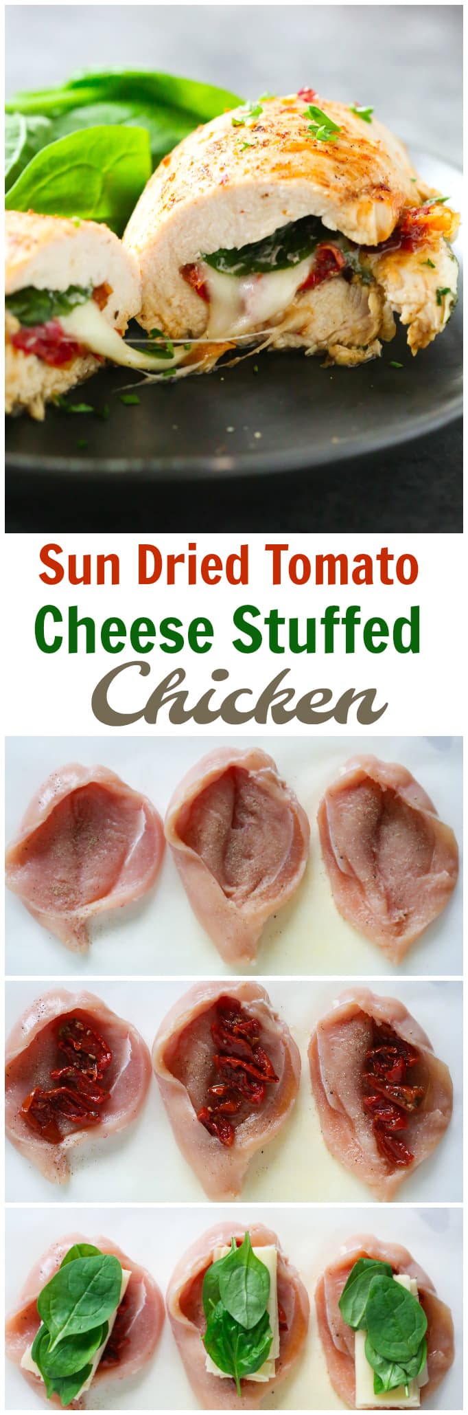 Try this Sun Dried Tomato, Spinach and Cheese Stuffed Chicken recipe and you’ll never say again that chicken breast recipes are not very flavourful.