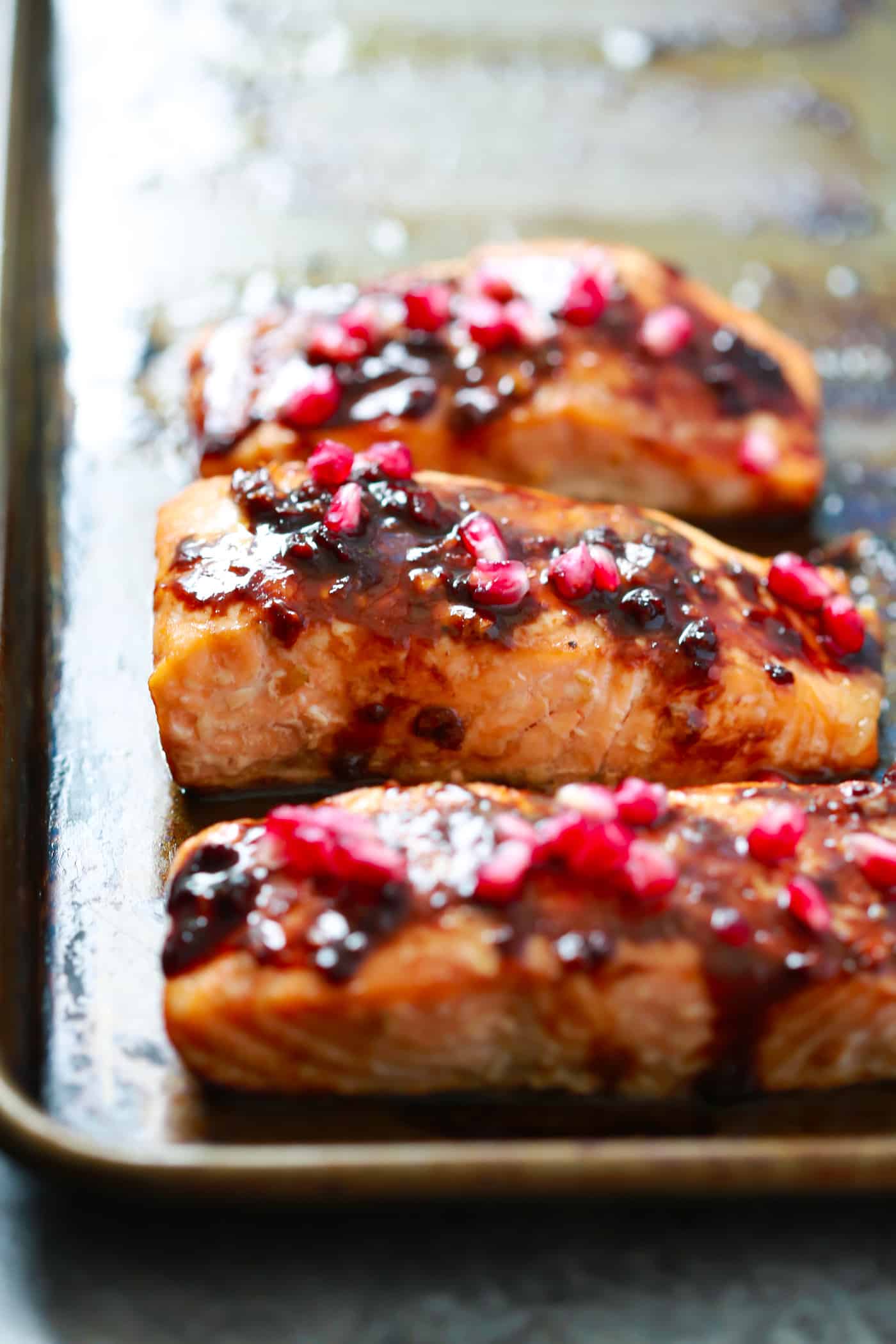 The easiest Pomegranate Glazed Salmon you will ever make. It only requires 4-ingredient and the glaze has no added sugar, but has a delicious tangy flavor!