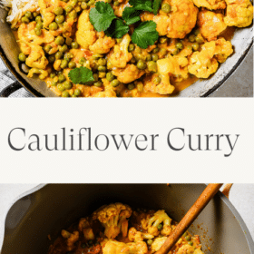 Titled Photo Collage (and shown): Cauliflower Curry Recipe