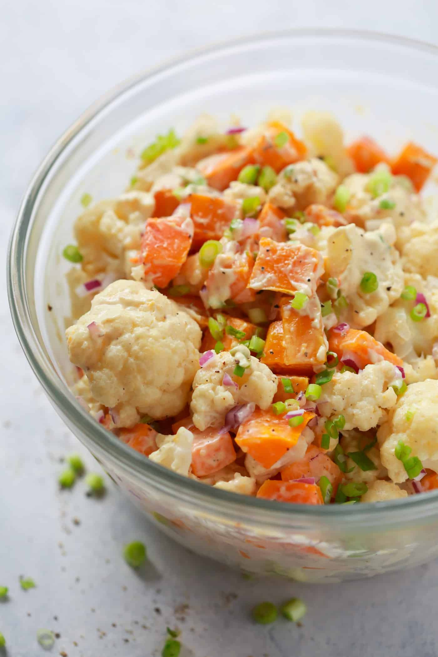 You’ll love this Roasted Butternut Squash Cauliflower Salad for fall. It’s tossed with an easy and very delicious vegan dressing.