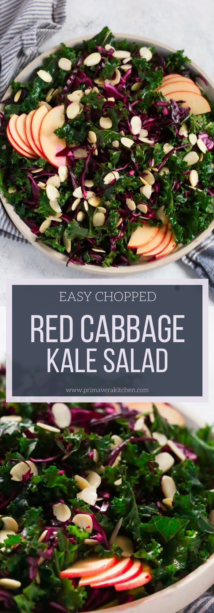  Easy, quick and delicious Chopped Red Cabbage Kale Salad to keep you healthy during the cold weather. 