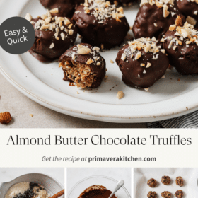 Titled Photo Collage (and shown): Almond Butter Chocolate Truffles
