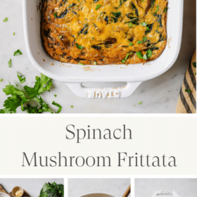 Titled Photo Collage (and shown): Spinach Mushroom Frittata