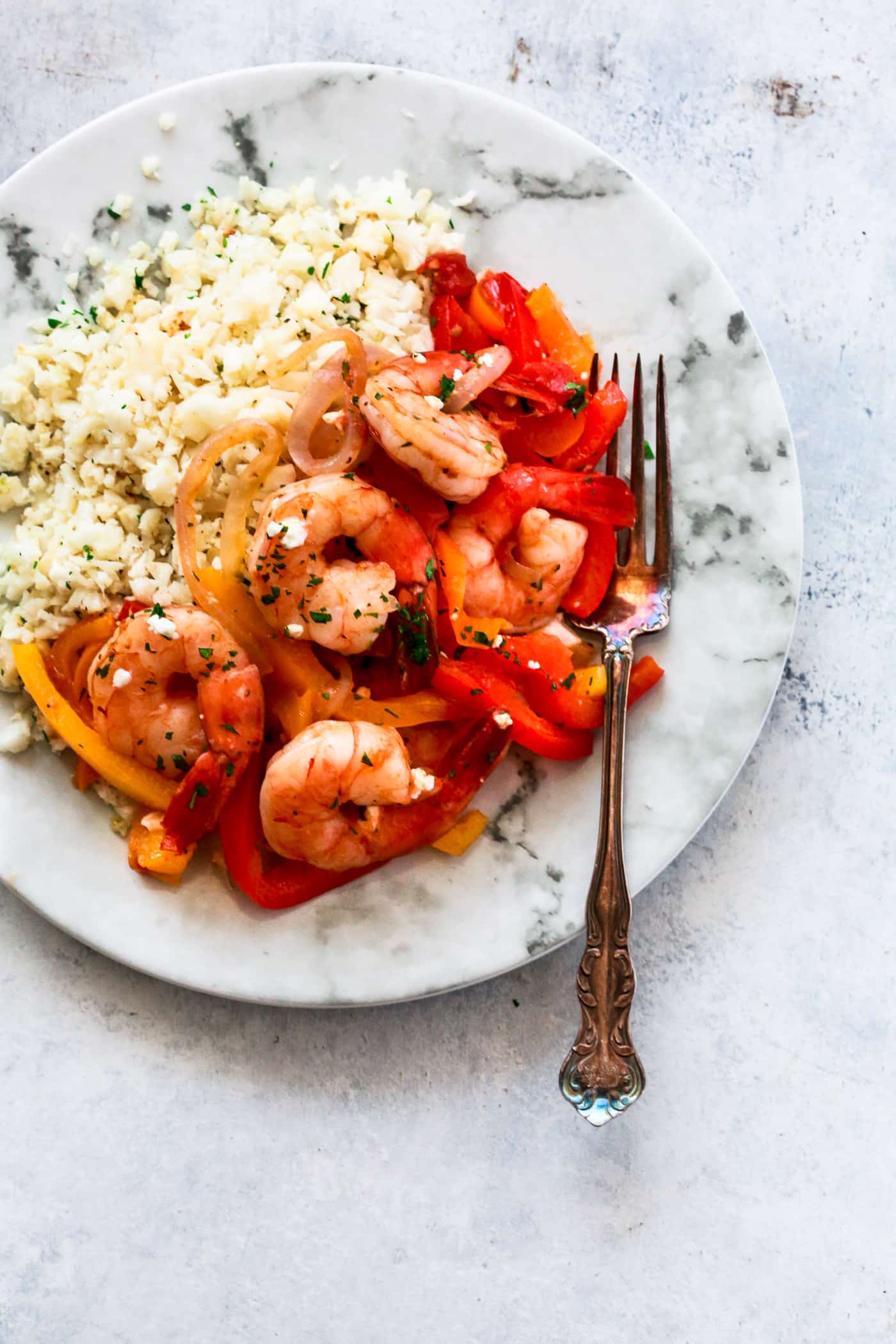 Shrimp, Bell Pepper and Onions Skillet