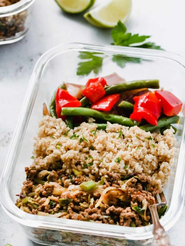 Ground turkey meal prep bowl.