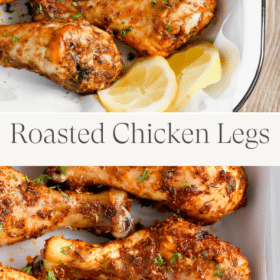 Titled Photo Collage (and shown): Roasted Chicken Legs
