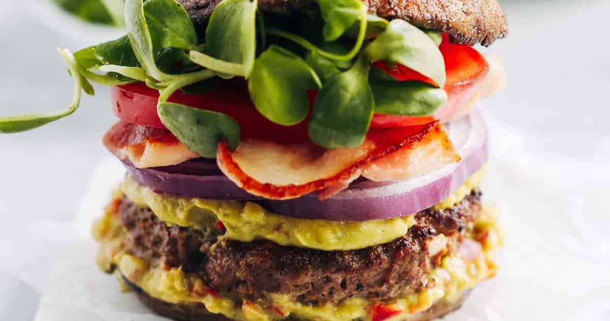 Portobello Mushroom Bun Burgers with Guacamole Primavera Kitchen