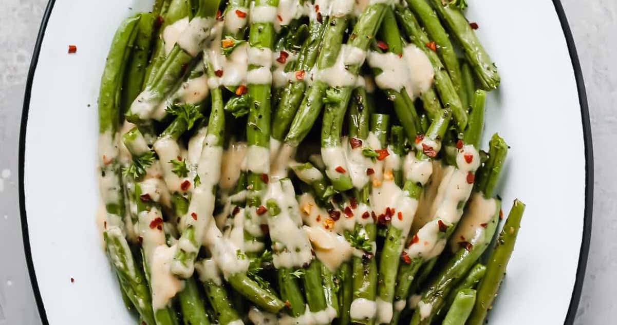 green beans with tahini dressing Green Beans with Lemon Tahini Dressing