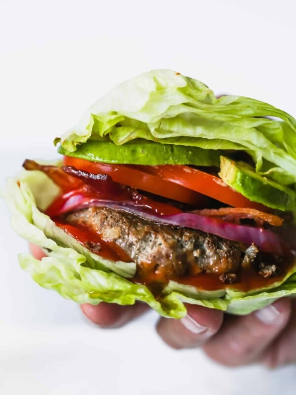 close up of Low-carb Bunless Burgers