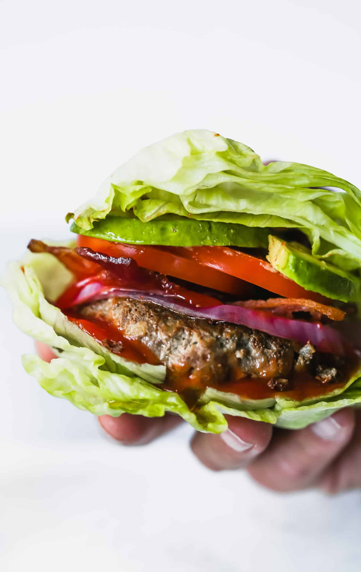 close up of Low-carb Bunless Burgers