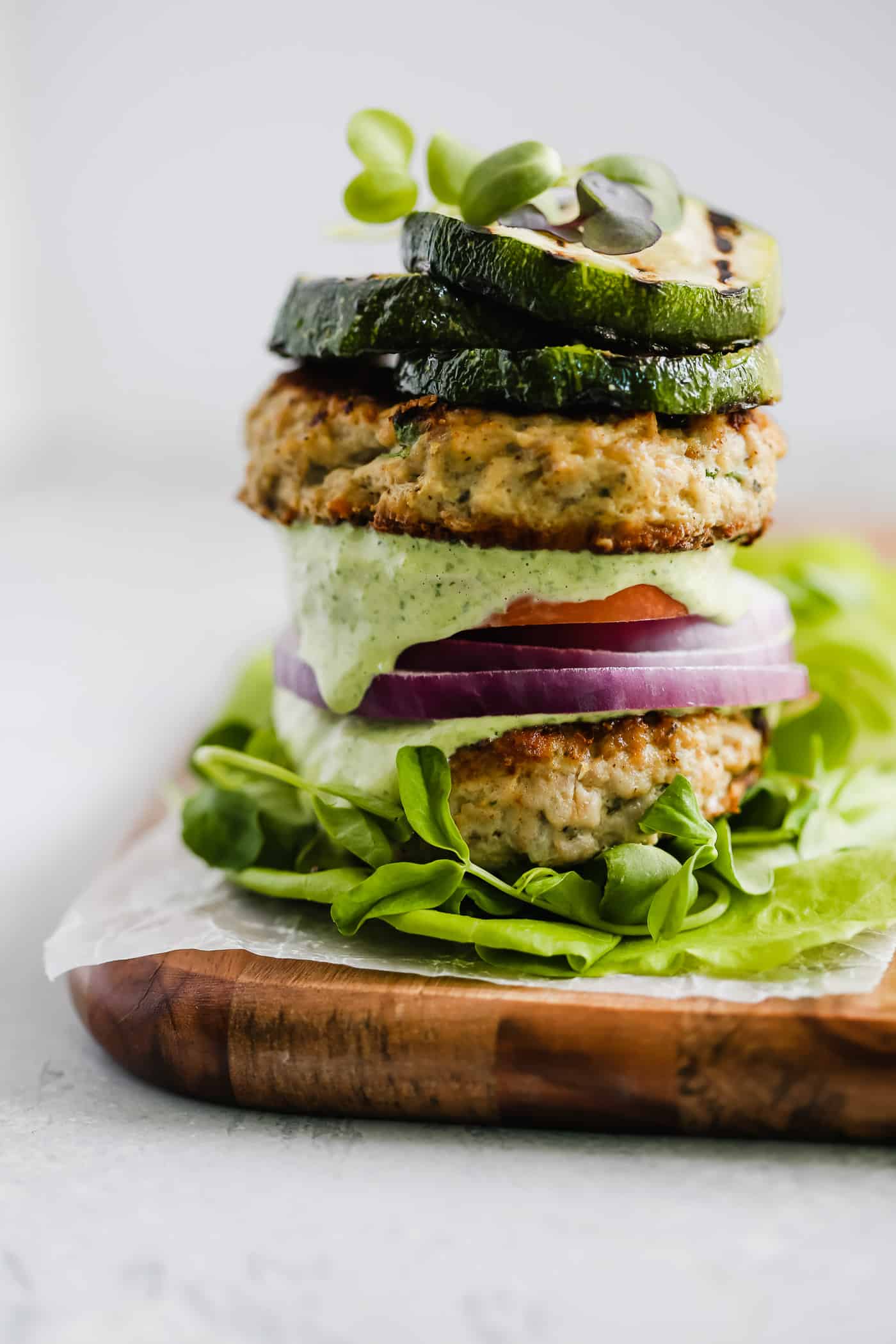 close-up of Low-carb Bunless Burger