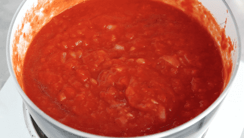 closeup view of tomato sauce