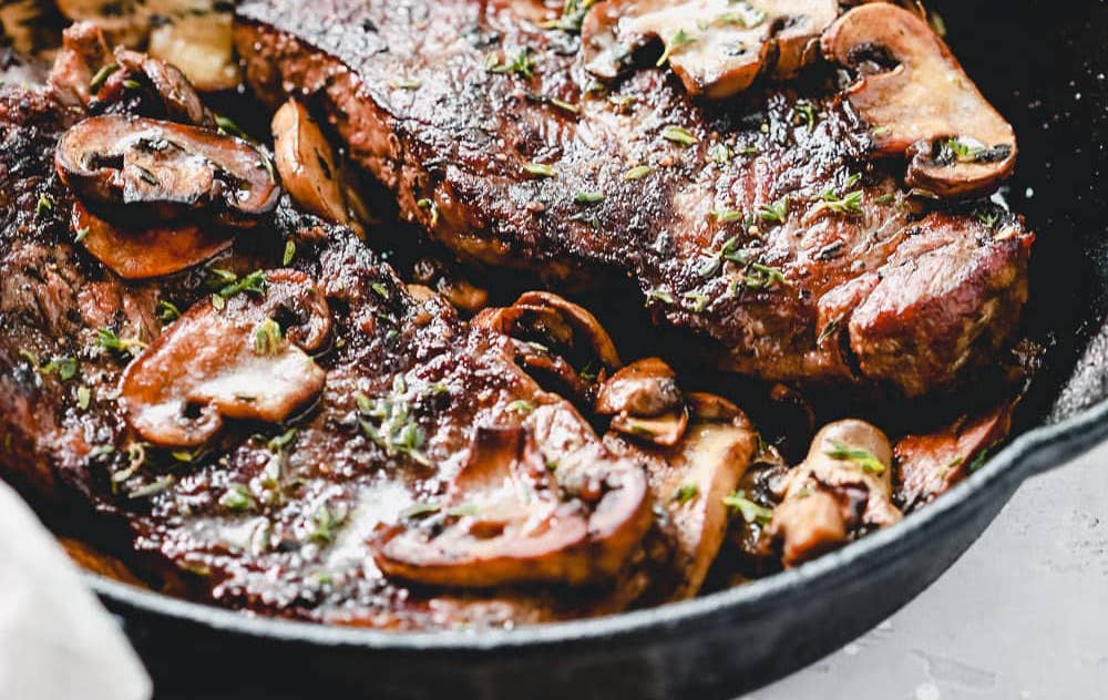 Pan Seared Steak with Mushrooms