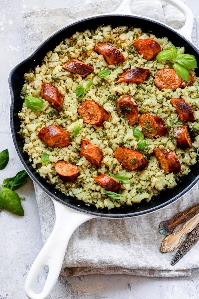 Italian Sausage Cauliflower Rice Skillet (Whole30, Paleo, Lowcarb)