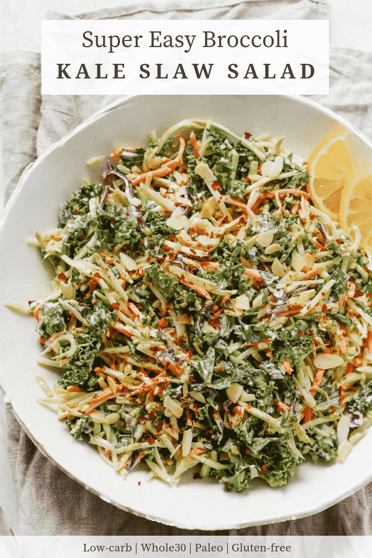 Super Easy Broccoli Kale Slaw Salad