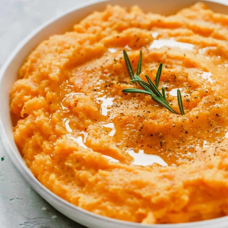 closeup view of a roasted butternut squash mash