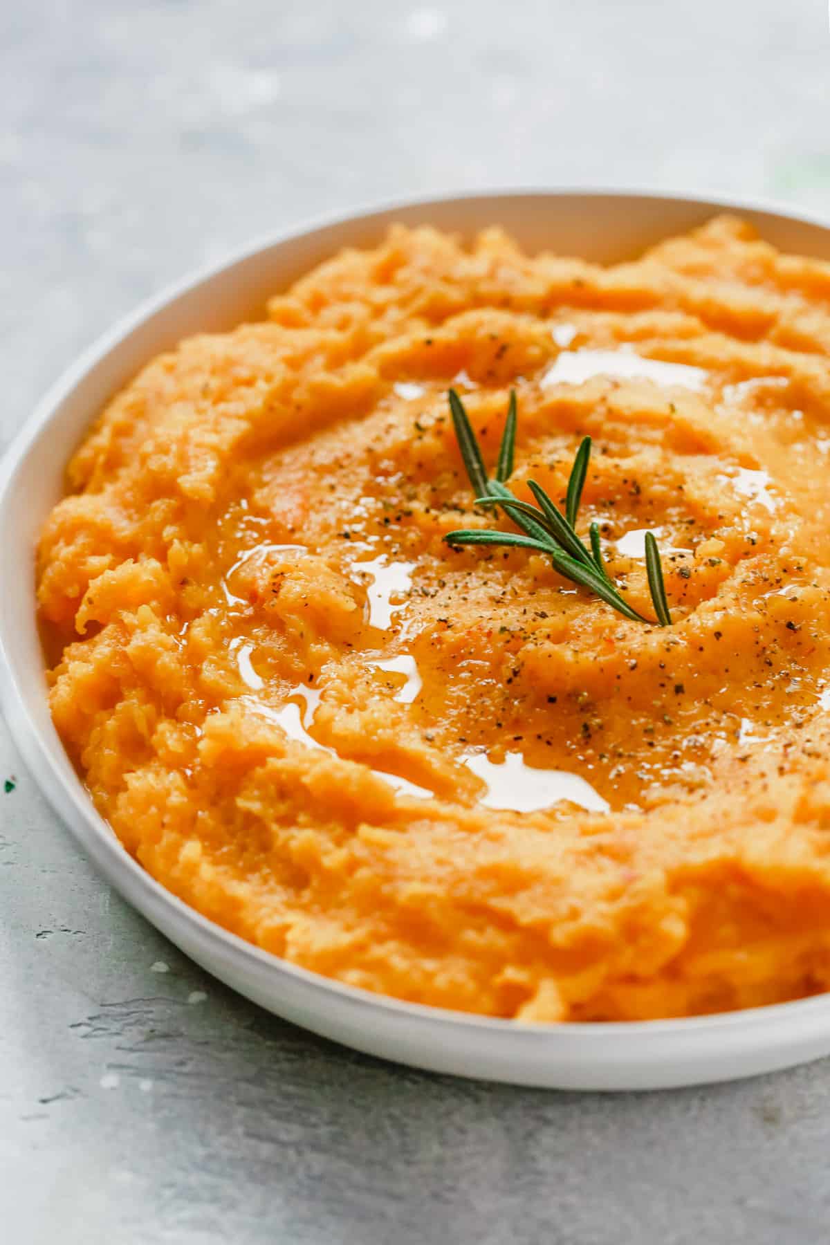 close up of a Roasted Butternut Squash Mash bowl 