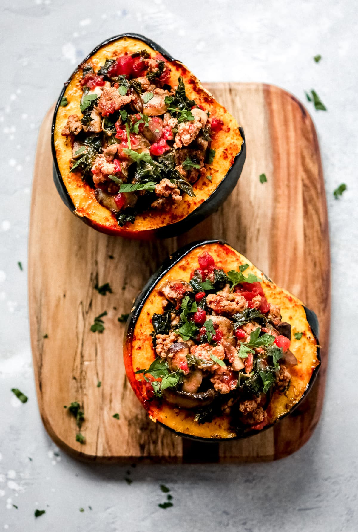 sausage and kale stuffed acorn squash