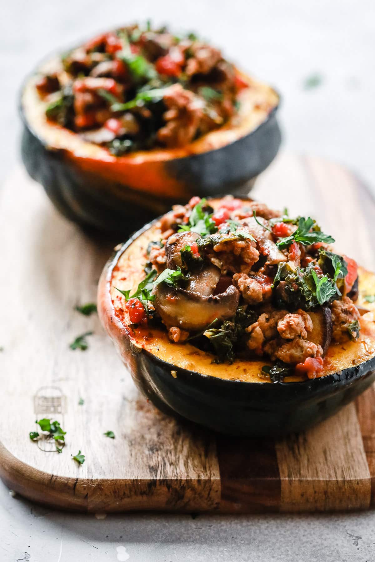 Sausage and Kale Stuffed Acorn Squash