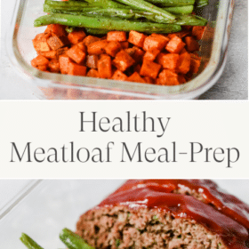 Titled Photo Collage (and shown): Healthy Meatloaf Meal Prep