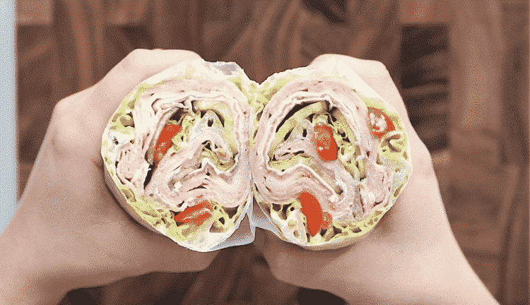 close up of a lettuce wrap sandwich